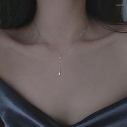 Choker A Girl' Design Silver Shiny Zircon Chain Necklace Square Bright Pendant For Women Girl Summer Fashion Jewelry