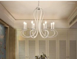 Chandeliers European Style White Modern LED For Living Room Lustres De Sala Cristal Wedding Decoration