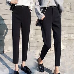 Women's Pants Women's & Capris Casual Solid Women Pant Suits Notched Collar Pencil Black Female Suit Autumn 2022 High Quality Loose