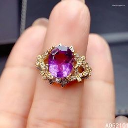 Cluster Rings KJJEAXCMY Fine Jewelry S925 Sterling Silver Inlaid Amethyst Girl Noble Ring Support Test Chinese Style Selling