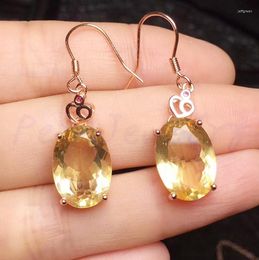 Dangle Earrings Natural Citrine Or Topaz Drop Earring 6.5ct 2pcs Gemstone 925 Sterling Silver Fine Jewelry T8112102