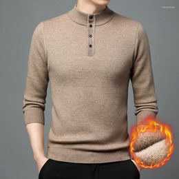 Men's Sweaters Brand Fashion Button O- Men Winter Thick Warm Korean Slim Black Pull Homme Pure Merino Woollen Pullovers