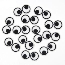 Notions Iron on Patches Black White Cartoon Eyes Embroidered Patch Funny Small Appliques Stickers DIY Clothing Jackets Shoes Sewing Craft Decoration