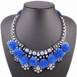 Choker Rope Chain Chunky Statement Cotton Pom Ball Crystal Pendant Women Necklace Fashion Arrival Wholesale