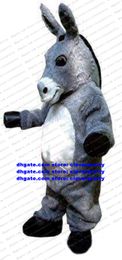 Grey Donkey Burro Mule Hinny Mascot Costume Adult Cartoon Character Outfit Suit Welcome Dinner Amusement Parkfunfair zx1648