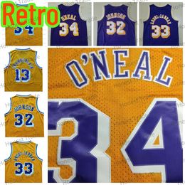 Retro Johnson Basketball Jersey Wilt Chamberlain Shaq Yellow Dennis Rodman Purple O 34 Neal Throwback Mens New Jerseys Stitched 24 8