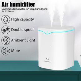 Humidifiers Other Home Garden 2000ML USB Air Humidifier Double Spray Port Essential Oil Aromatherapy Humificador Cool Mist Maker Fogger Purify for 221014