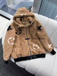 New Model.designer Plush Down Coat with Fur Hood under Shirt Clothing Knitwear Fashion Letters White Long-sleeved Zipper Jumper Hat Oversize Top Hpgq