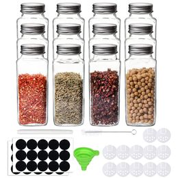 Herb Spice Tools Jars for s 12Pcs Glass Organiser Kitchen Salt and Pepper Shakers with Pour Sift Shaker Lid Stickers Storage Container 221022