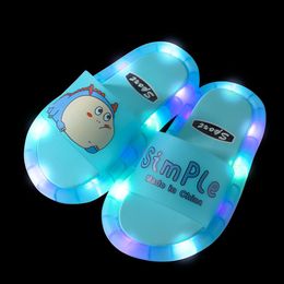 Slipper Footwear Luminous Jelly Summer Children's LED Girls s PVC Non-slip Beach Sandals Kids Home Bathroom Blue 221018