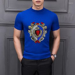 Men's T Shirts Trendy Design Diamond Shiny Chic Knit T-Shirt Men Sweater High Quality Cashmere Short Sleeves