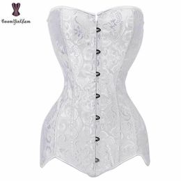 Waist Tummy Shaper Drop Corset Long Torso Corsets Black White Korset Overbust Slimming Floral Bustier Women Plus Size Gorset 221019