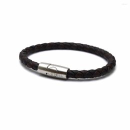 Charm Bracelets 5pcs/lot Leather Bracelet For Men Stainless Steel Magnetic Clasp Wide Bangles Punk Jewelry Wristband Wholesale