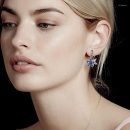 Backs Earrings BLACK ANGEL 925 Silver Elegant Snowflower Peridot Citrine Gemstone Clip Jewelry For Women Drop Christmas Gift