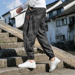 Men's Pants Chinese Traditional Dress Retro Embroidery Plus Size Casual Men Clothing Style Loose Harem Joggers Oversized Trousers