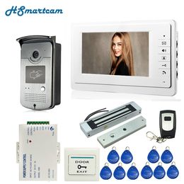 Doorbells Wired 7 inch Video Door Phone Intercom Entry System 1 Monitor 1 RFID Access HD Camera Electric Magnetic Lock Control 221101