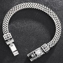 Link Bracelets Punk Bracelet Men Stainless Steel 8MM Square Franco Curb Chain Men's Brecelets Male Gothic Halloween Jewellery