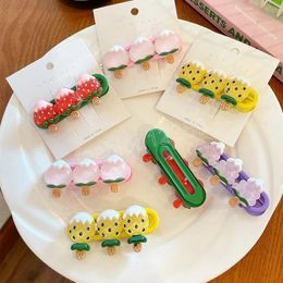 Cute Simulation Fruit Hairpins Barrette Colourful Strawberry Pineaple Orange Hair Clip Headwear Girls Women Hairpin Duckbill Clip