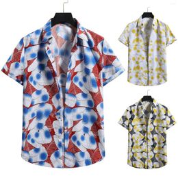 Men's Casual Shirts Flower Shirt Men's Hawaiian Sleeve Cardigan Short Beach Turtleneck Men Mens Size Medium