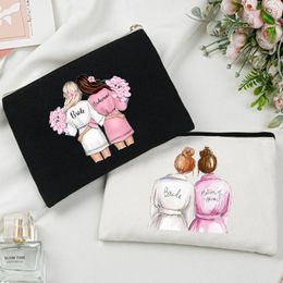 Cosmetic Bags Team Bride Party Gifts MakeUp Case Women Bridesmaid Storage Pouch Shower Bag Bachelorette Beauty Toiletry Bridal