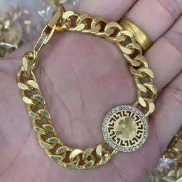 Europe America Style Bracelets Thick Chain Bangle Greece Meander Pattern Banshe Medusa Portrait 18K Gold Plated Jewelry Women Festive Party Gifts MB3 --08