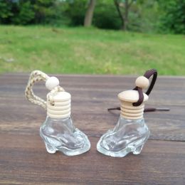 100Pcs 6ML High Heels Clear car Perfume Glass Bottle Boutique Essential Oil Scent Diffuser Hanging Cosmetics Bottle