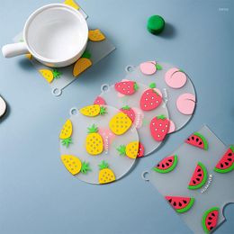 Table Mats Fruit Cartoon Potholder Household Bowl Mat Silicone Anti-Scalding Placemat Dish Plate Kitchen Accessories Home Supplies