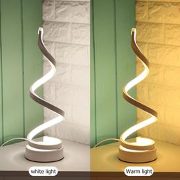 Table Lamps LED Spiral Lamp Warm White Curved Bedside For Reading Bedroom Acrylic Iron Night Light Eye Protection