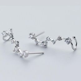 Backs Earrings Luxury Zircon 925 Sterling Silver For Women Crystal Seven Stars Stud Ear Jewellery Valentine's Day Gift