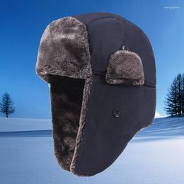 Berets Unisex Windproof Snow Caps Female Winter Hats Russian Hat Trapper Bomber Warm Ear Flaps Ski Cap Headwear For Men Women