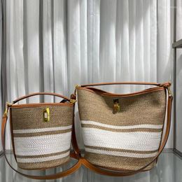 Evening Bags 2022 Luxury Design Bucket Beach Bag High-end Colour Contrast Canvas Woven Hand-held Handbag Large Basket