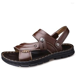 Sandals Men's Leather Sandal Men Summer Slippers Male Platform Casual Beach Shoes Non-Slip Outdoor