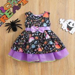 Girl Dresses Ma&Baby 1-7Y Halloween Kid Dress Costumes Toddler Children Bow Pumpkin Cartoon Princess For Party Clothing D01