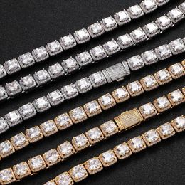 10mm Width Yellow White Gold Plated Bling CZ Links Chain Necklace 7/8/9inch Bracelet Links Jewelry For Men Women Nice Gift