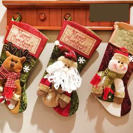 Christmas Socks Gift Bags Christmas Decorative Sock Eve Children Christmas' Tree Pendant Candy Bag Home Festive Party Supplies Factory Direct Sales