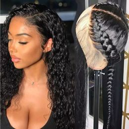 Brazilian Mink Virgin Human Hair Deep water Wave Curly Semi half wig HD Lace Front Braided hairstyle ponytail Wigs with Baby Hair 150% density
