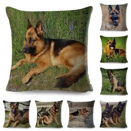 Pillow German Shepherd Dog Case Decorative Pet Animal Cover For Car Sofa Home Children Room Polyester Pillowcase 45X45cm