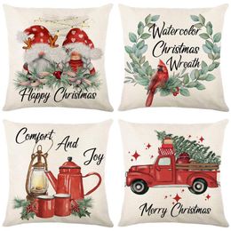 Pillow Christmas Decorative Pillowcases Home Decor Couch Cover Decorations Pine Branches Wreath 45x45cm