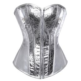 Waist Tummy Shaper Sapubonva corset bustier top women vintage style gold silver overbust leather nightclub sexy korsett lingerie strapless 221019