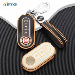 Car Key Fashion TPU Car Smart Key Case Cover For Fiat 500 Grande Punto Stilo 500x Panda Ducato Flip Fob 3 Buttons Protecor Accessories T221110