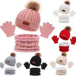 Hair Accessories Baby Winter Hat Scarf Gloves Set Kids Twist Knitted Beanie Cap Born Snood Infant Toddler Bonnet