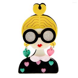 Brooches CINDY XIANG Acrylic Wear Glasses Girl For Women Acetate Fibre Pin Lady Jewellery High Quality