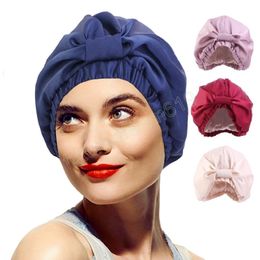 Women Satin Double Layer Turban Cap Silky Knotted Bonnet female Hair loss Salon Night Sleep Cap Chemo Hat Turbante Mujer