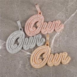 Pendant Necklaces Custom Cut Letters Pendants Necklace HIP Hop 3A CZ Stone Bling Iced Out Letter Name For Men Rapper Jewellery