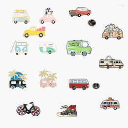 Brooches Travel Bus Camper Enamel Pins Badge Cartoon Car Adventure Mountain For Kids Friends Bag Clothes Lapel Pin Jewelry Gift