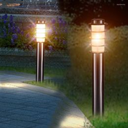 Waterproof Stainless Steel Post Lawn Lamp E27 Outdoor Garden Pathway Pillar Light Villa Courtyard Landscape Column