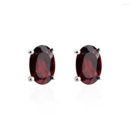 Stud Earrings GEM'S BALLET Natural Oval Simple Garnet Genuine 925 Sterling Silver Gemstone For Women Fine Jewellery Gift