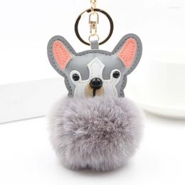 Keychains Creative Kawaii Plush Puppy Keychain Cute Animal Pompom Pendant Key Chains For Women Bag Charm Trinket Men Car Ring Jewelry