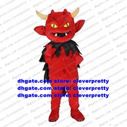 Mascot Costume Red Devil Demon Fiend Monster Freak Monstrosity Cartoon Character Circularize Flyer Upmarket Upscale zx2802