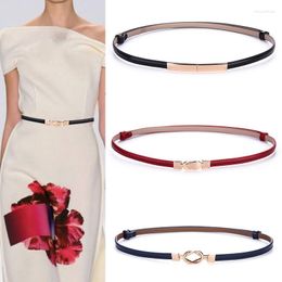 Belts 19 Colors Women's Leather Fashion Skinny Thin Belt Adjustable Waist Strap With Gold Alloy Buckle 2022 Designer Female